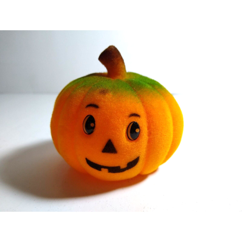 1960's Halloween Jolly JOL Pumpkin Head Toy Vintage Flocked UNUSED Hong Kong